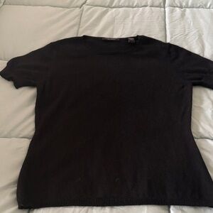 Valerie Steven’s Classic Black Short Sleeve 2 ply Kashmir Sweater.